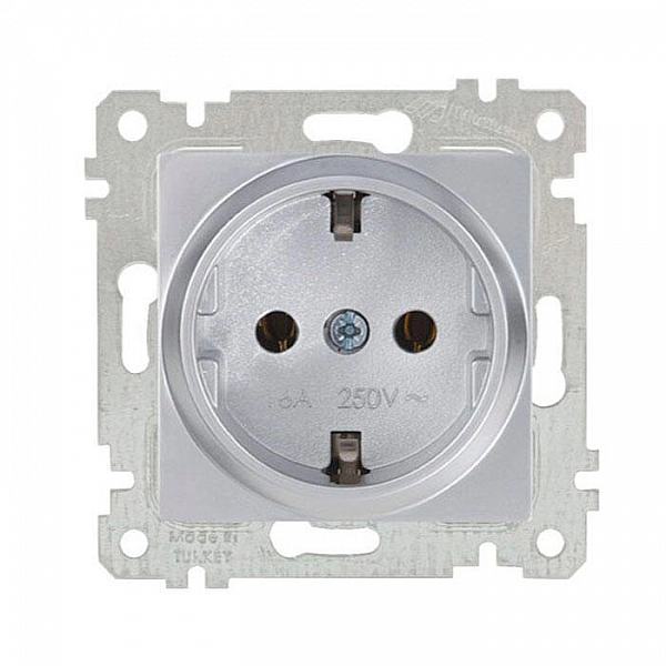 Розетка Mutlusan Rita 2200 600 0282 1 место 2P+E с заземлением нержавеющая сталь