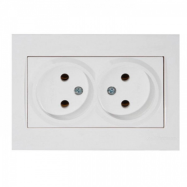 Розетка Mutlusan Rita 2220 203 0201 2 места 2*2P в комплекте с рамкой белый