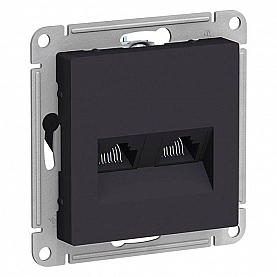 Розетка компьютерная Systeme Electric AtlasDesign ATN001085 RJ45+RJ45 кат.5E механизм карбон