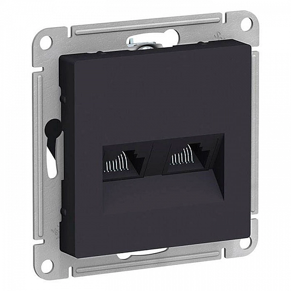 Розетка компьютерная Systeme Electric AtlasDesign ATN001085 RJ45+RJ45 кат.5E механизм карбон