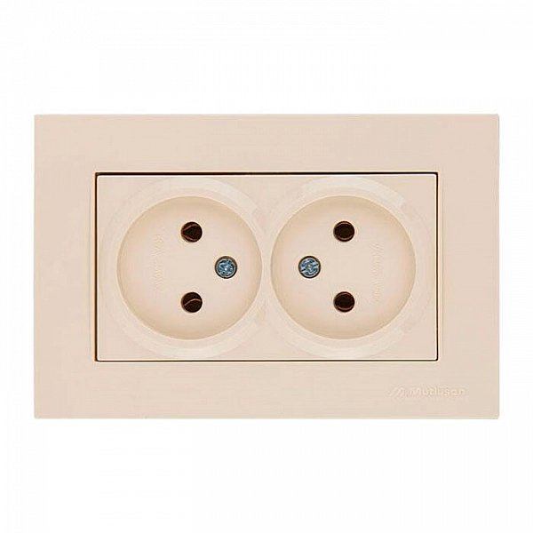 Розетка Mutlusan Rita 2220 203 0202 двойная 2*2P в комплекте с рамкой слоновая кость