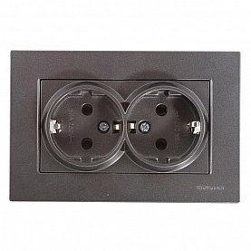 Розетка Mutlusan Rita 2220 202 0295 2 места 2*2P+E в комплекте с рамкой дымчатый