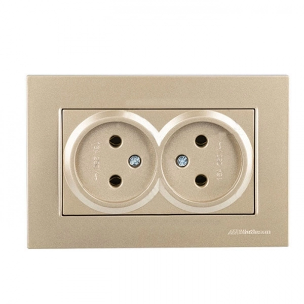Розетка Mutlusan Rita 2220 203 0285 двойная 2*2P в комплекте с рамкой золото доре