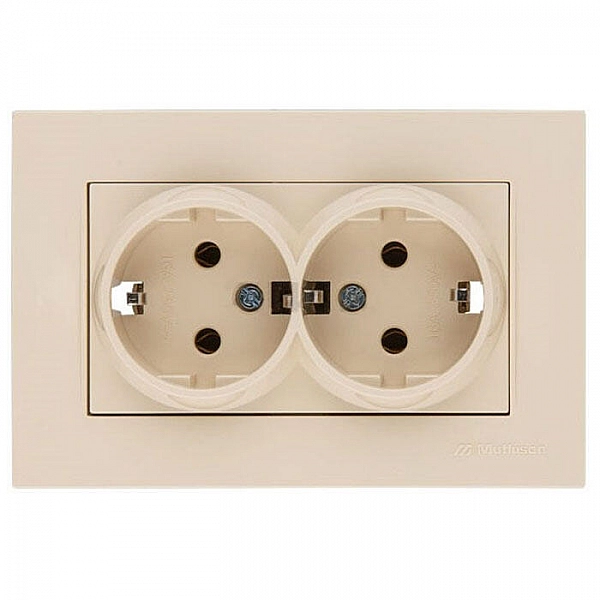 Розетка Mutlusan Rita 2220 202 0202 2 места 2*2P+E в комплекте с рамкой слоновая кость