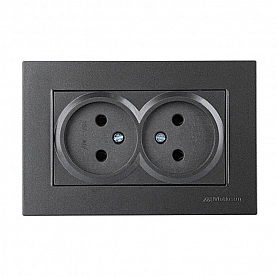 Розетка Mutlusan Rita 2220 203 0295 двойная 2*2P в комплекте с рамкой дымчатый