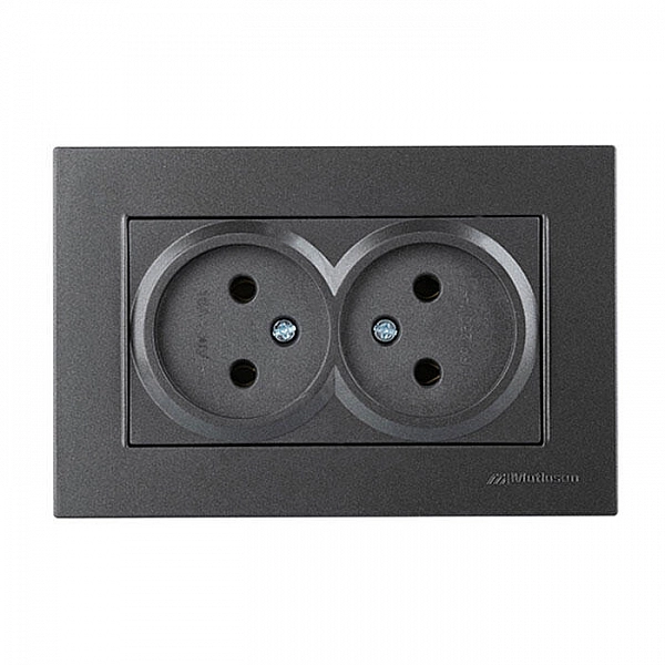 Розетка Mutlusan Rita 2220 203 0295 двойная 2*2P в комплекте с рамкой дымчатый