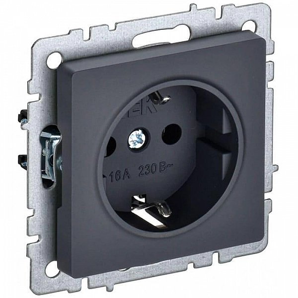 Розетка IEK Brite РС11-1-0-БрГ 1 место с заземлением графит