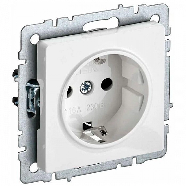 Розетка IEK Brite РС11-1-0-БрБ 1 место с заземлением белый