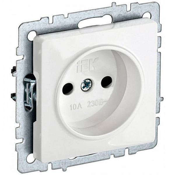 Розетка IEK Brite РС10-1-0-БрБ 1 место без заземления белый