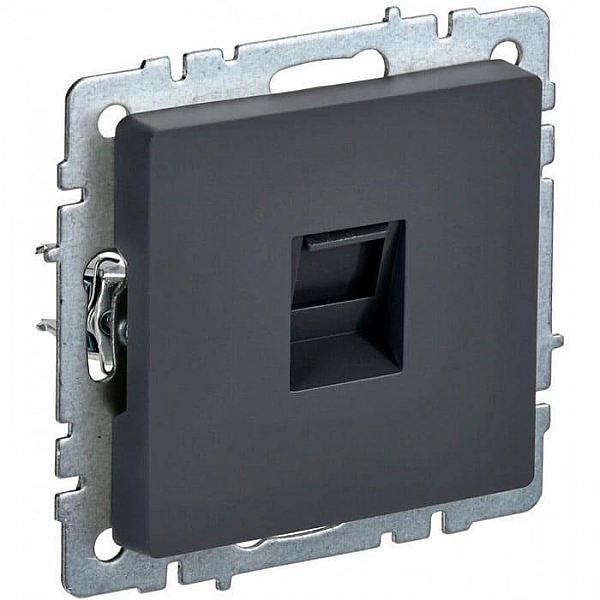 Розетка компьютерная IEK Brite РК10-БрГ RJ45 кат.5E графит