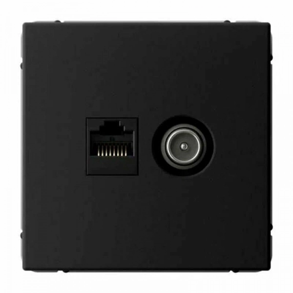 Розетка двойная Systeme Electric ArtGallery GAL001089 ТВ + компьютерная RJ45 кат. 5Е карбон