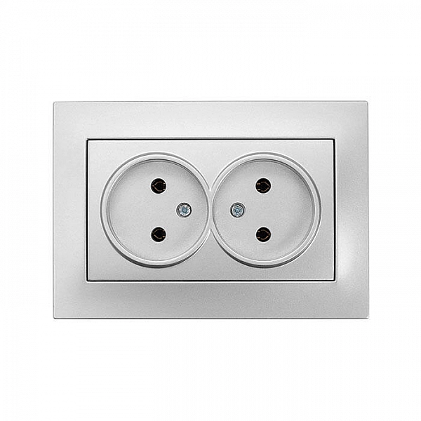 Розетка EL-BI Vega 510-011030-908 2 места без заземления серебро