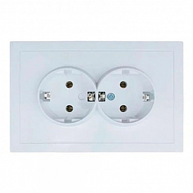 Розетка Lezard Zima 704-0200-127BQC 2 места безвинтовой с заземлением белая