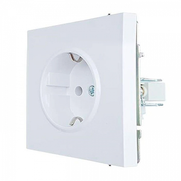 Розетка Lezard Zima 704-0288-124BQC 1 место безвинтовой с защитой от детей ПБТ белая