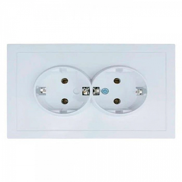 Розетка Lezard Zima 704-0200-128BQC 2 места безвинтовой без заземления ПБТ белая