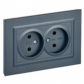 Розетка IEK Brite РСш12-2-БрМ 2 места без заземления со шторками маренго