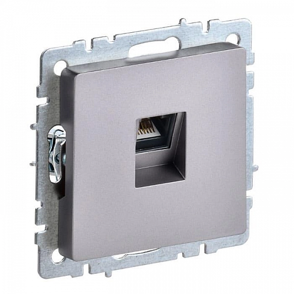 Розетка компьютерная IEK Brite РК10-БрС RJ45 кат.5E сталь