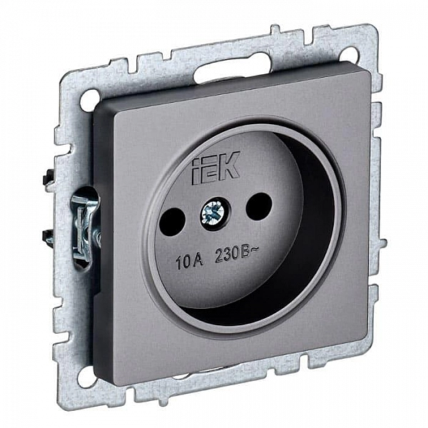 Розетка IEK Brite РС10-1-0-БрС 1 место без заземления сталь