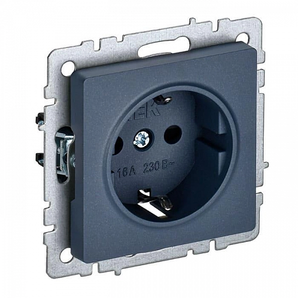 Розетка IEK Brite РС11-1-0-БрМ 1 место с заземлением маренго