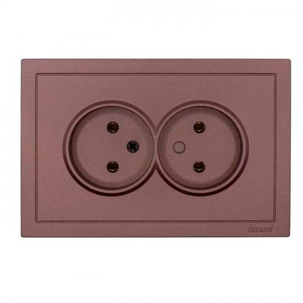Розетка Lezard Zima 704-7300-128BQC 2 места безвинтовой без заземления ПБТ шоколад