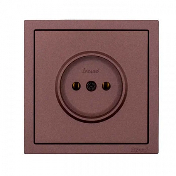 Розетка Lezard Zima 704-7388-121BQC 1 место безвинтовой без заземления ПБТ шоколад