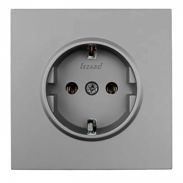 Розетка Lezard Zima 704-7488-122BQC 1 место безвинтовой с заземлением ПБТ матовый серый