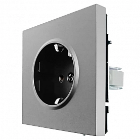 Розетка Lezard Zima 704-7488-122BQC 1 место безвинтовой с заземлением ПБТ матовый серый. Изображение - 1