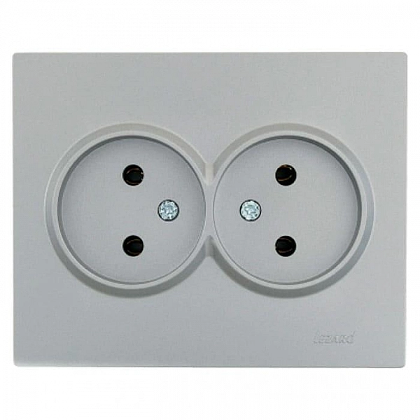 Розетка Lezard Zima 704-7400-128BQC 2 места безвинтовой без заземления матовый серый