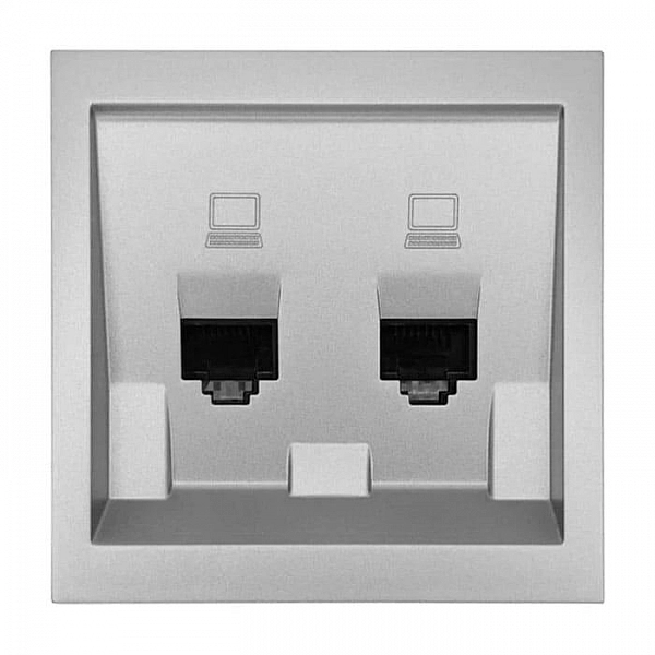 Розетка компьютерная Lezard Zima 704-7488-141 2 места матовый серый