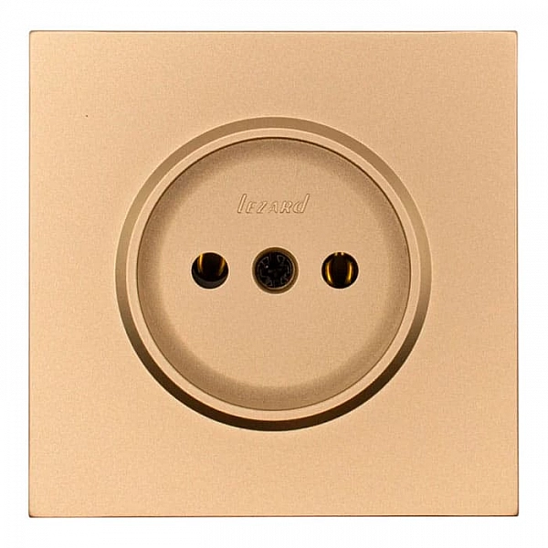 Розетка Lezard Zima 704-3688-121BQC 1 место безвинтовой без заземления ПБТ золото