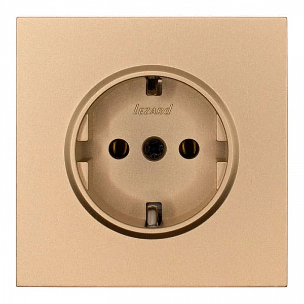 Розетка Lezard Zima 704-3688-122BQC 1 место безвинтовой с заземлением ПБТ золото