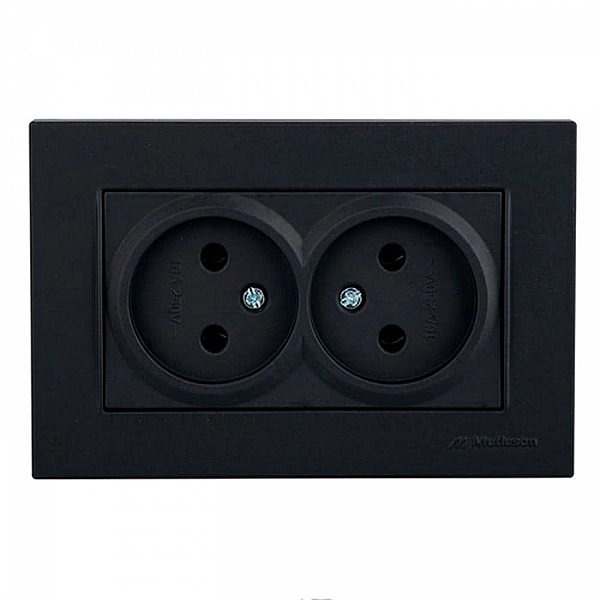 Розетка Mutlusan Rita 2220 202 0284 2 места 2*2P в комплекте с рамкой черный матовый
