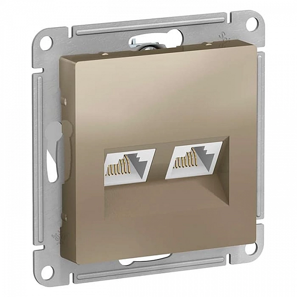 Розетка компьютерная Systeme Electric AtlasDesign ATN000585 RJ45+RJ45 кат.5E шампань