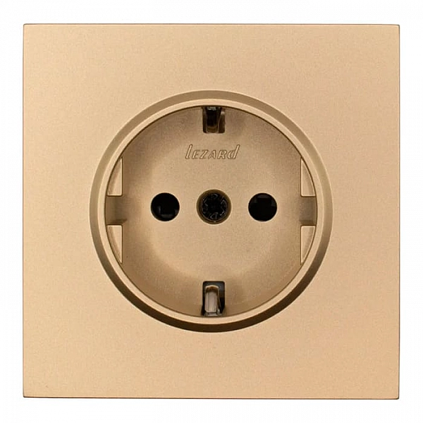 Розетка Lezard Zima 704-3688-124BQC 1 место безвинтовой с защитой от детей ПБТ золото