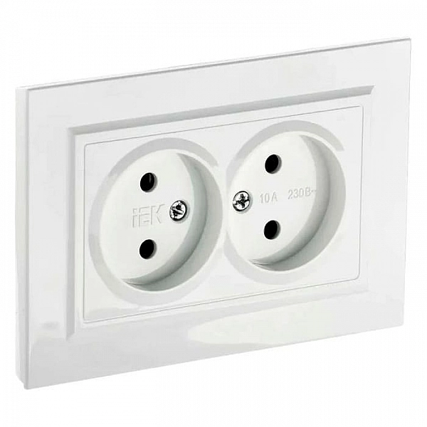 Розетка IEK Brite РС12-2-БрБ 2 места без заземления без шторок белый