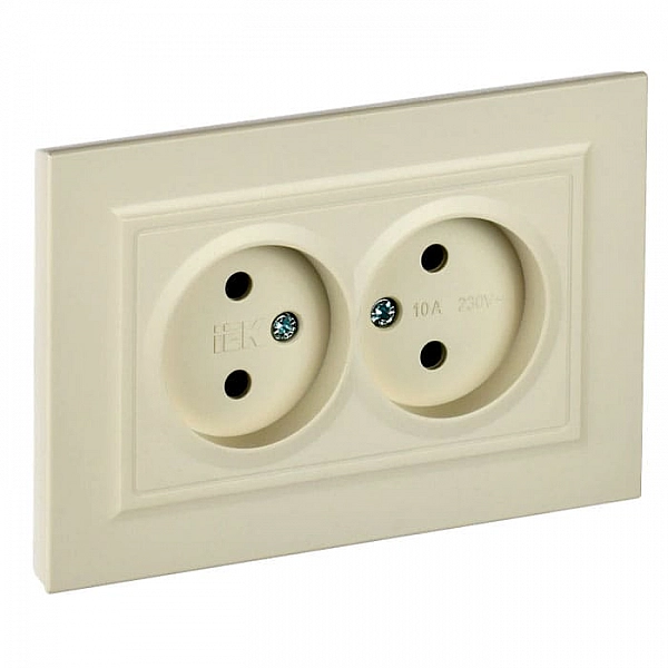 Розетка IEK Brite РС12-2-БрКр 2 места без заземления без шторок бежевый