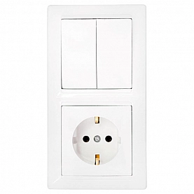 Блок Bylectrica Стиль 2В-РЦ-693 выключатель 2 клавиши + розетка с заземлением