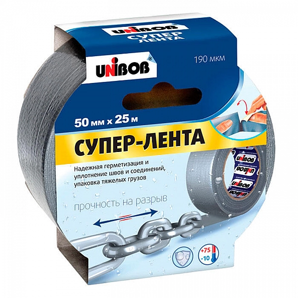 Лента клейкая армированная Unibob Супер-Лента 50 мм*25 м
