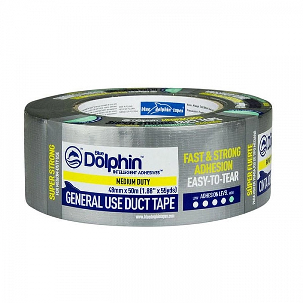 Лента армированная Blue Dolphin Duct Premium 48 мм*50 ярд серая