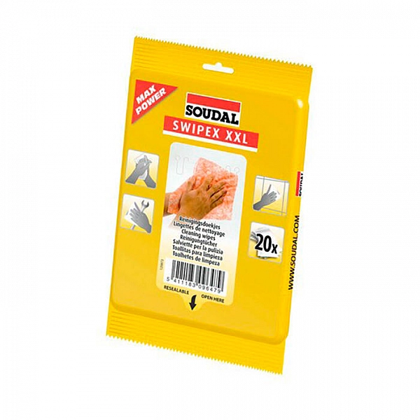 Салфетки очищающие для удаления герметика Soudal Swipex XXL 20 шт