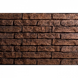 Декоративный камень РуБелЭко Кирпич вулканический КВ-005 коричневый с травлением