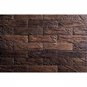 Декоративный камень РуБелЭко Кирпич древесный КД-004 коричневый с коричневым травлением