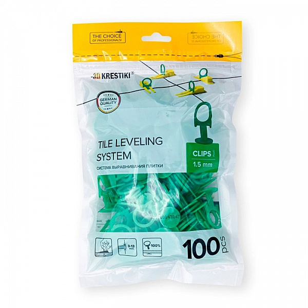 Система выравнивания плитки 3D Krestiki Зажим Profi 1.5 мм 100 шт