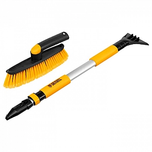 Щетка для уборки снега Denzel 55326  со скребком поворотная голова 750-1120 мм. Изображение - 1