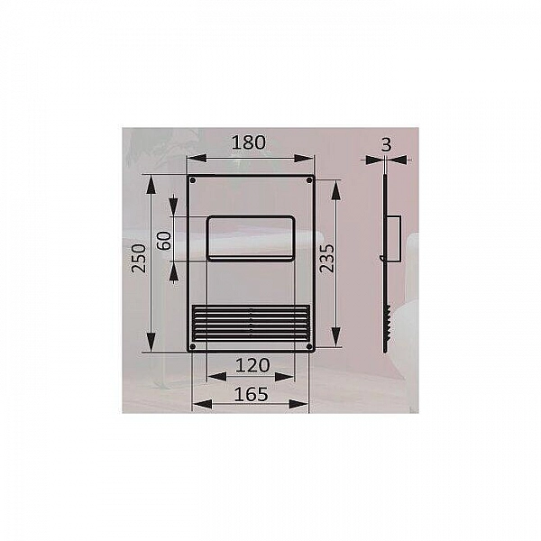 Площадка торцевая ERA 612ПТГР 180*250 мм с решеткой горизонтальная