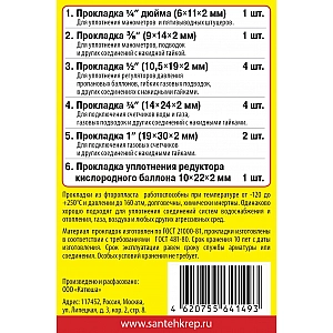 Набор Сантехник №17 фторопластовые прокладки 1/4