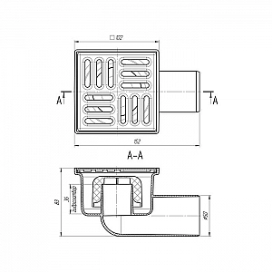 Душевой трап Анипласт TA5102 нерегулируемый 50 мм горизонтальный с нержавеющей решеткой 10*10 см. Изображение - 2