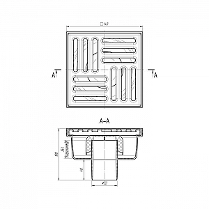 Душевой трап Анипласт TA5212  нерегулируемый 50 мм вертикальный с нержавеющей решеткой 15*15 см. Изображение - 2