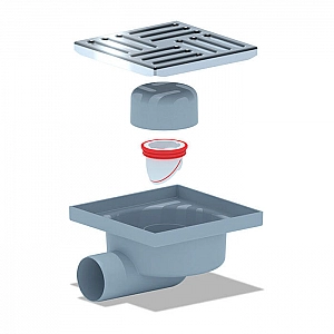 Душевой трап Анипласт TQ5112 нерегулируемый 50 мм горизонтальный с нержавеющей решеткой 15*15 см. Изображение - 1