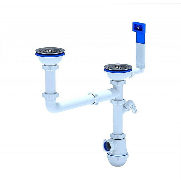 Сифон Анипласт ГротА7700 S 3 1/2*40 двойной с переливом и отводом для стиральной машины